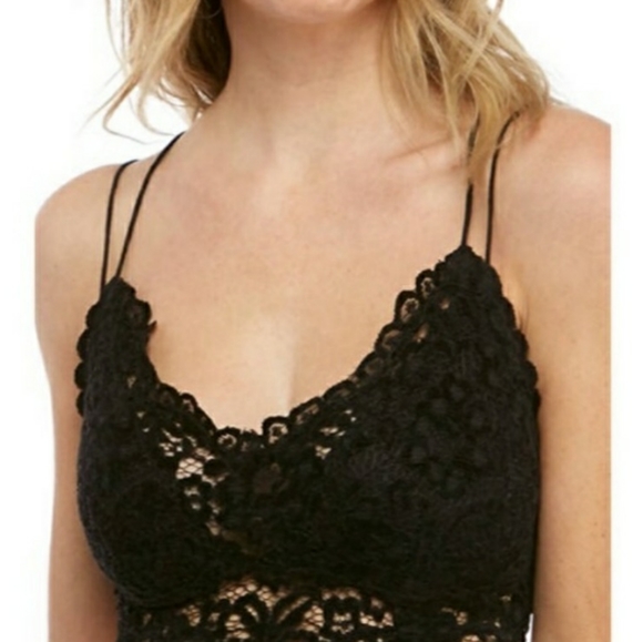 Free People | Celine Black Velvet Lace Bralette - Picture 2 of 16